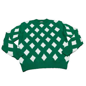 NWOT Bogey Boys by‎ Macklemore Men's Rhombus Sweater Golf Green White Size Large